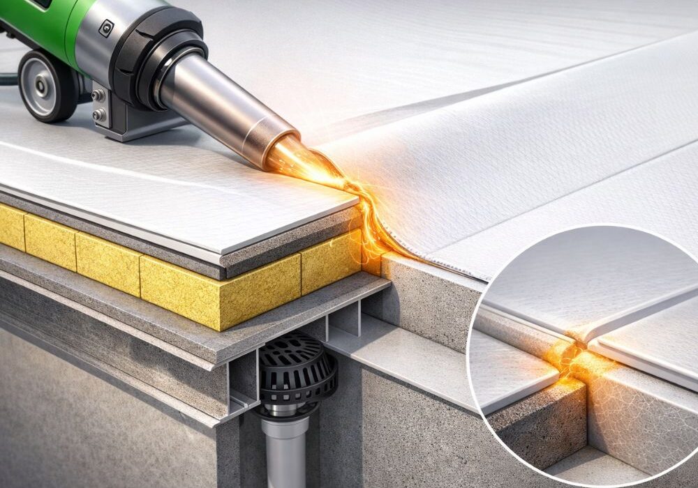 Flachdach Abdichtung mit Heißluft erklärt