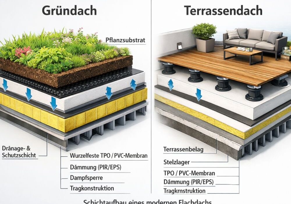 Gründach und Terrassendach: Vorteile moderner Dächer