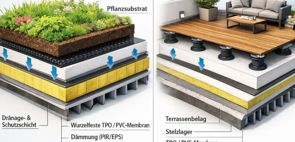 Gründach und Terrassendach: Vorteile moderner Dächer